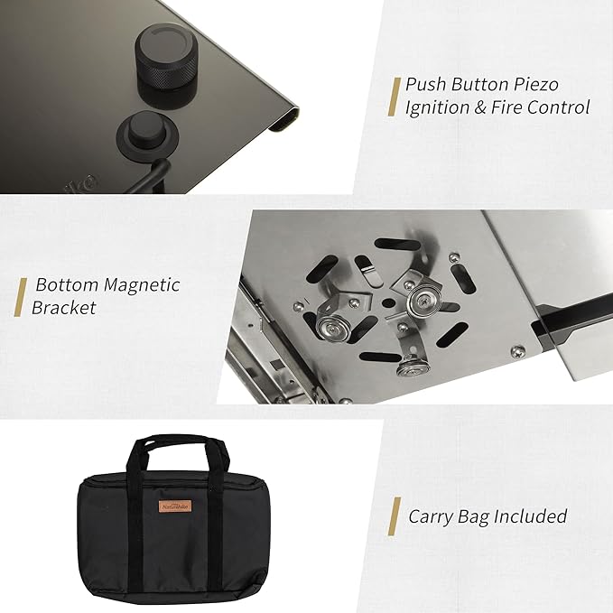 Naturehike Camping Gas Stove for IGT Table, Folding Isobutane Stove with Carry Bag, Portable Camp Stove for Outdoor Car Camping Cooking Tailgating