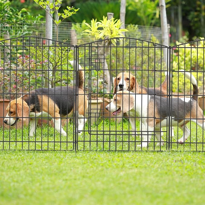 INJOPEXI Decorative Garden Fence 6 Panels 11.8ft (L)×30in (H) Garden Fence No Dig Animal Barrier Fencing with 5 Panels + 1 Gate Rustproof Metal Wire Temporary Dog Fence Border for Patio Outdoor Yard