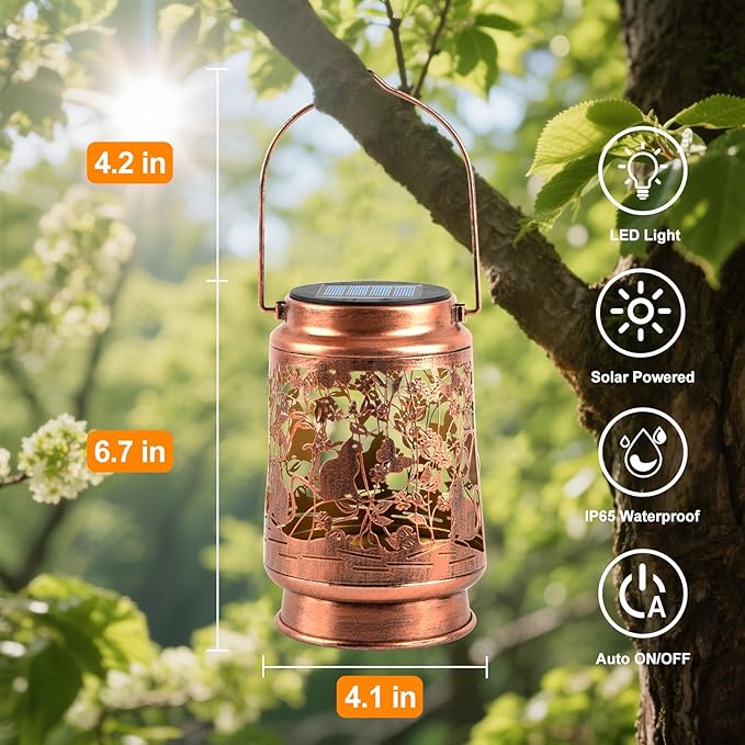 Solar Lanterns Outdoor Waterproof, Cat Garden Decor for Yard Porch Lawn Patio Pathway, Hanging Solar Lights Birthday Gifts for Women Mom Grandma Sister Friend