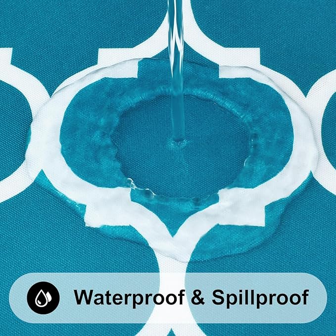 Smiry Rectangle Picnic Table Cover, Waterproof Elastic Fitted Camping Tablecloths for 6 Foot Tables, Wipeable Flannel Backed Vinyl Tablecloth Protector for Indoor, Outdoor (Turquoise, 36x72 Inches)