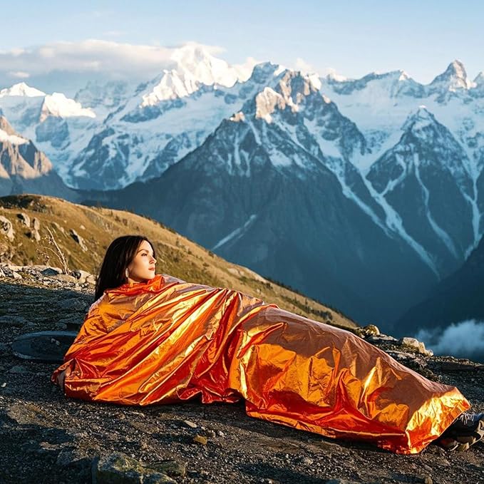 Emergency Sleeping Bag,Bivvy Bag,Survival Sleeping Bag,Camping Bivy Sacks,Emergency Blankets,Survival Sleeping Bag with Survival Bracelet for Camping and Outdoor Hiking, Orange