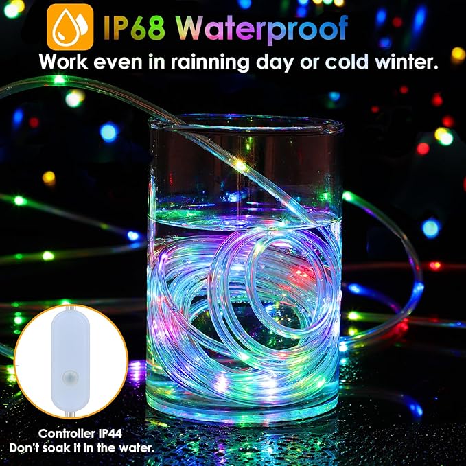 132Ft Rope Lights for Outside, Waterproof 18 Colors Changing Rope Lights Fairy String Lights with Remotes, 400 LEDs Dimmable Twinkle Christmas Lights for Bedroom Patio Halloween Decorations