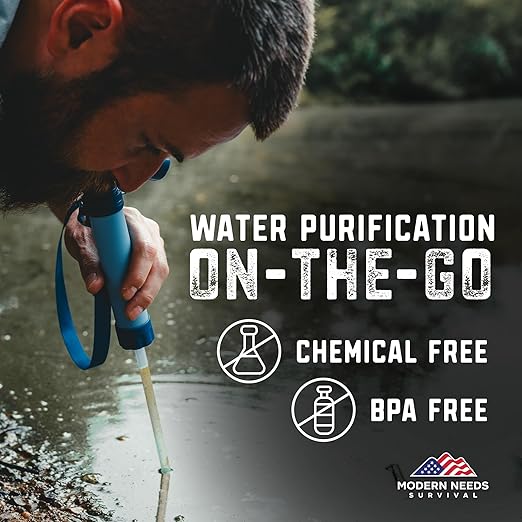 Ready Filter Personal Water Filter Straw | Backpacking Water Filter for Hiking & Camping | Portable Water Purifier Camping | Emergency Survival Gear & Camping Survival Kit | 10 Pack