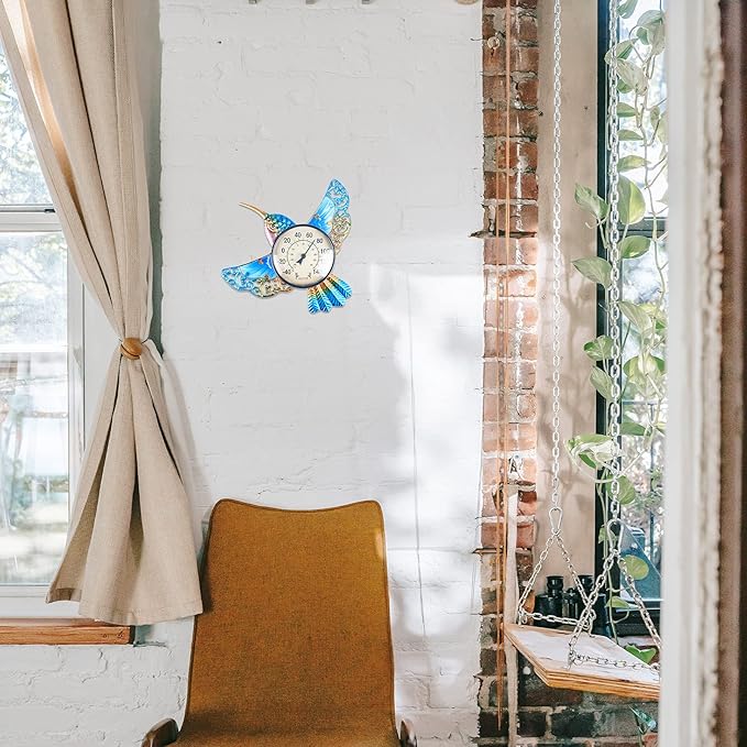 MUMTOP Indoor Outdoor Thermometer Hummingbird Waterproof Wall Mounted Thermometer for Patio, Yard, Garden