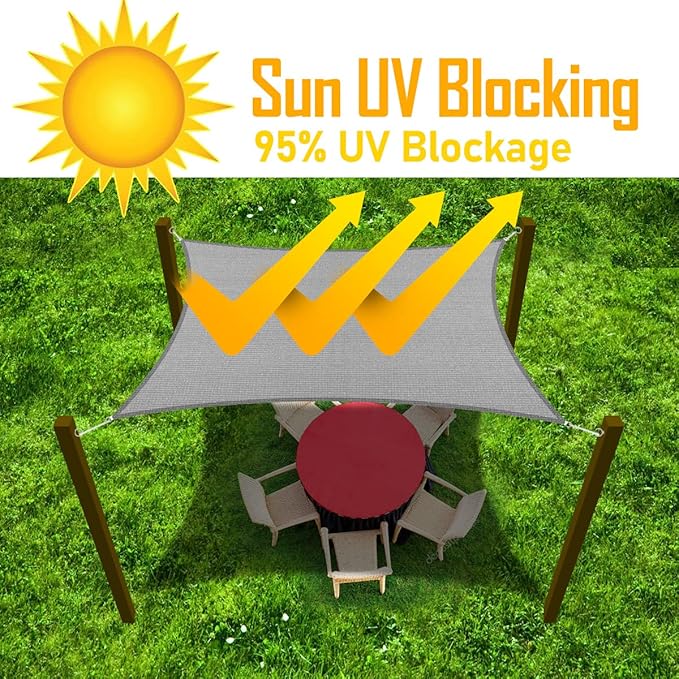 7' x 22' Grey Outdoor Sun Shade Sail Canopy ??UV Resistant Permeable Awning Fabric for Patio, Garden, Backyard, Pergola, Carport, Lawn Shelter Cover