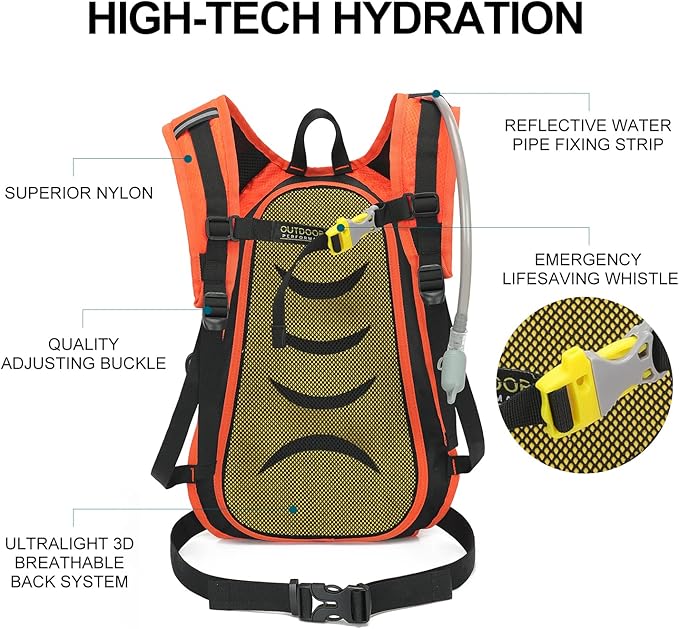 Hydration Pack Backpack, Lightweight Water Backpack with 2L Leakproof Hydration Bladder Daypack for Men Women,Running Hydration Vest for Outdoor Trail
