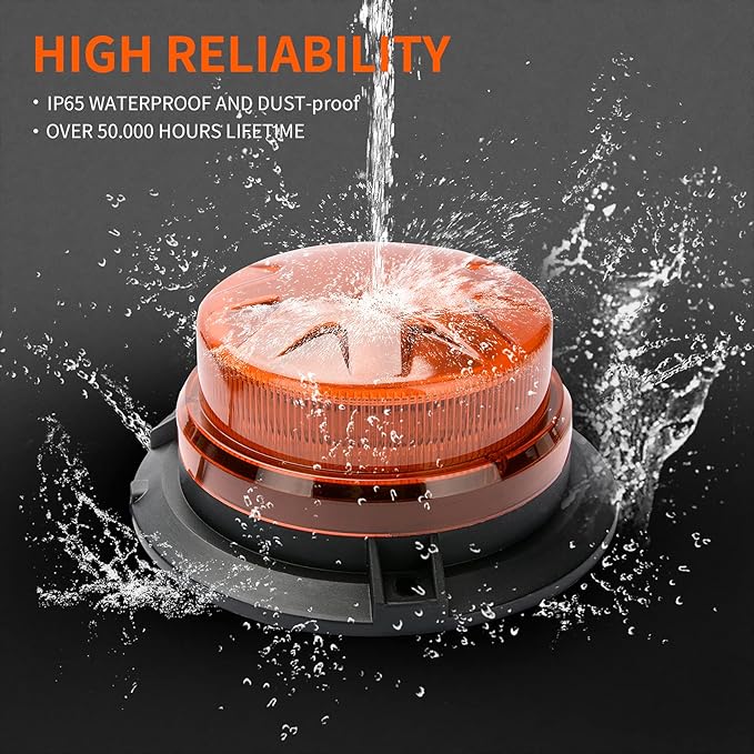 AUXMOTEC Amber Led Emergency Strobe Beacon Lights Bar with Magnetic Mount and 8 Flash Models Yellow Warning Safety Rooftop Signal Lamps Vehicles Forklift Truck Tractor Golf Car Carts (24-LED 12V-24V)