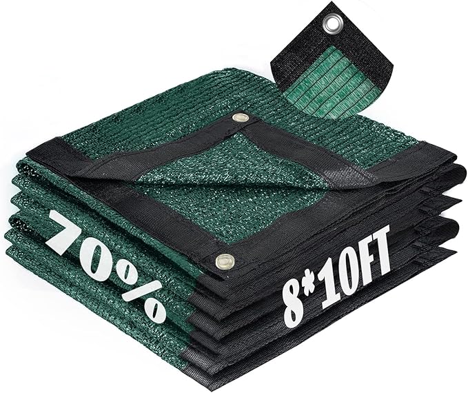 Cool Area 70% Sun Shade Cloth Mesh Tarp with Grommets for Plant Cover 8x10ft Patio Canopy Garden Pergola Greenhouse Car Barn Kennel Green