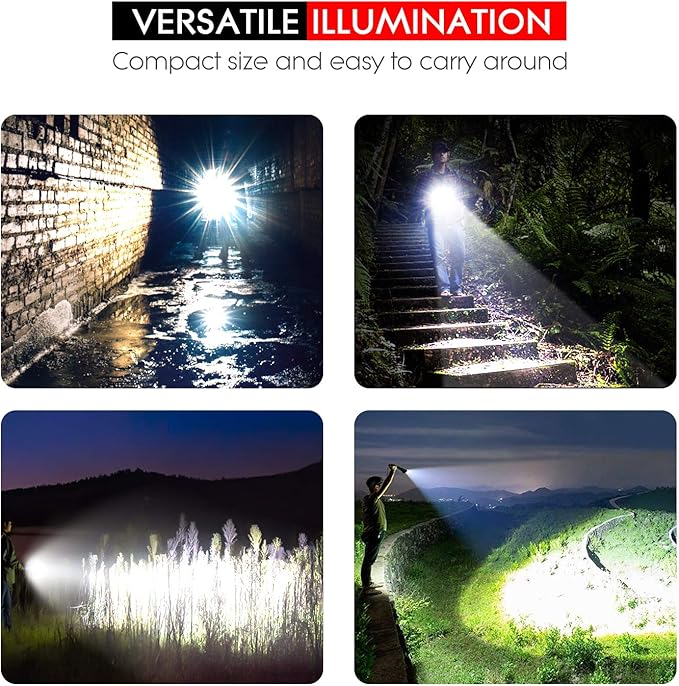 WdtPro High-Powered LED Flashlight S3000, Super Bright Flashlights - High Lumen, IP67 Water Resistant, 3 Modes and Zoomable for Camping, Emergency, Hiking, Gift