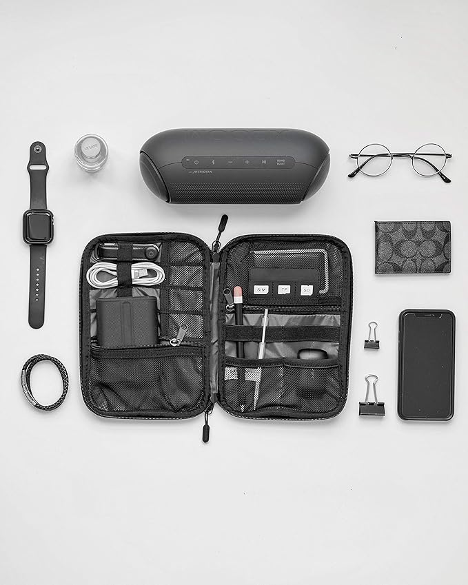 BAGSMART Electronics Travel Organizer Case, Compact Cable Organizer Bag for Phone Accessories, Power Bank, SD Card Storage, Grey