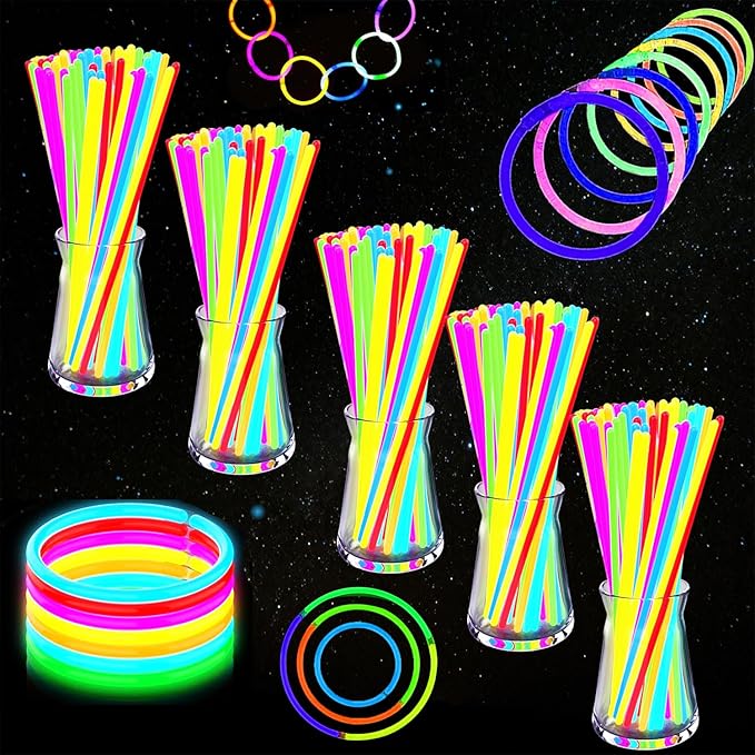 Glow Sticks, 500 Pack 8" Glow in The Dark Light Up Sticks with 500 Connectors for Festival Birthday Carnival Necklaces Bracelet (500PACK)