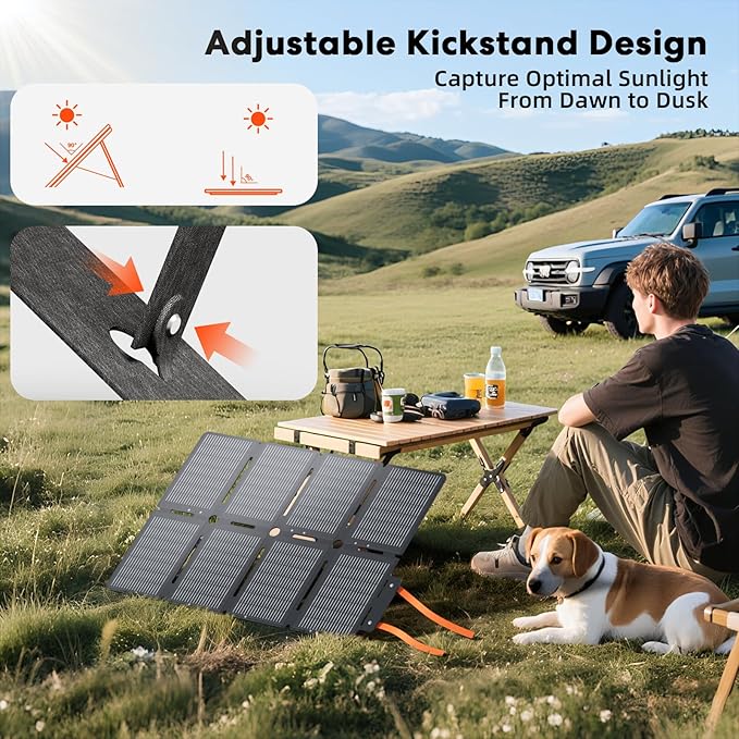 100W Portable Foldable Folding Solar Panels, IP67 Waterproof for Camping, Outdoor Power Supply, Compact 8-Fold Design with MC-4 Output, High-Efficiency Charging for Devices