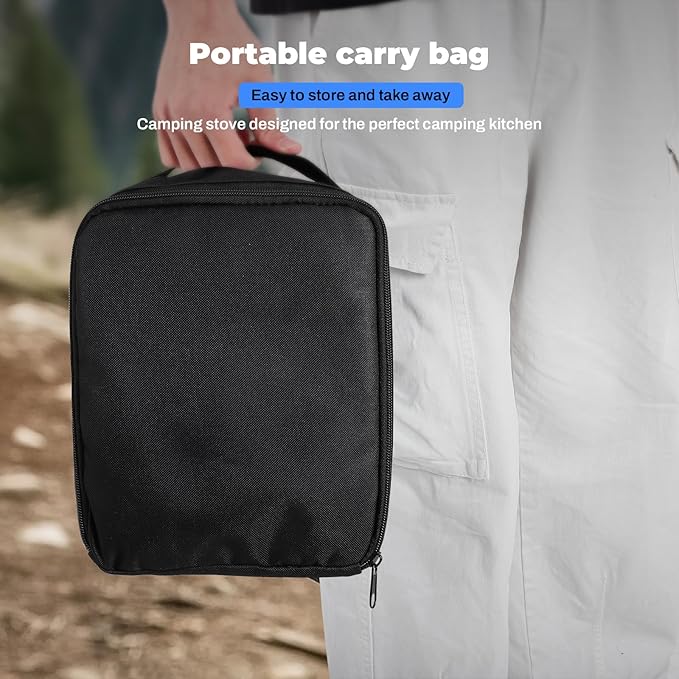 2-Burner Foldable Camping Stove with Griddle and Carrying Bag，16000 BTU Portable Propane Camp Stove with 2 Adjustable Burners & Piezo Ignition, for Camping, Home Backyard, Frying Turkey, Green