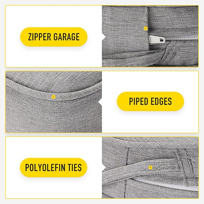 SUNROX Gel Memory Foam Chair Cushions, FadeShield Water-, Stain-Resistant Durable Reversible Seat Cushion Pads with Ties for Indoor/Outdoor Kitchen Dining Office 17"x16" Set of 2, Heather Grey