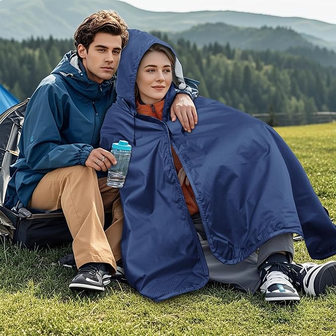 Fleece Waterproof Outdoor Blanket, Windproof Stadium Blanket for Camping, Picnics, and Sports Stay Dry and Comfortable 80"x58"