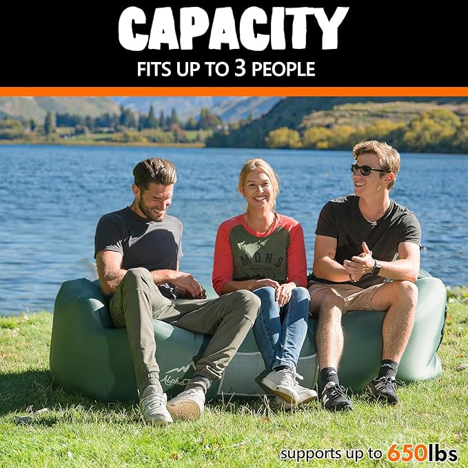 AlphaBeing Inflatable Lounger Beach Chair Accessories, Air Sofa Hammock Inflatable Couch for Camping Backyard Lakeside with Compression Sacks, Ideal Outdoor Gifts for Adults