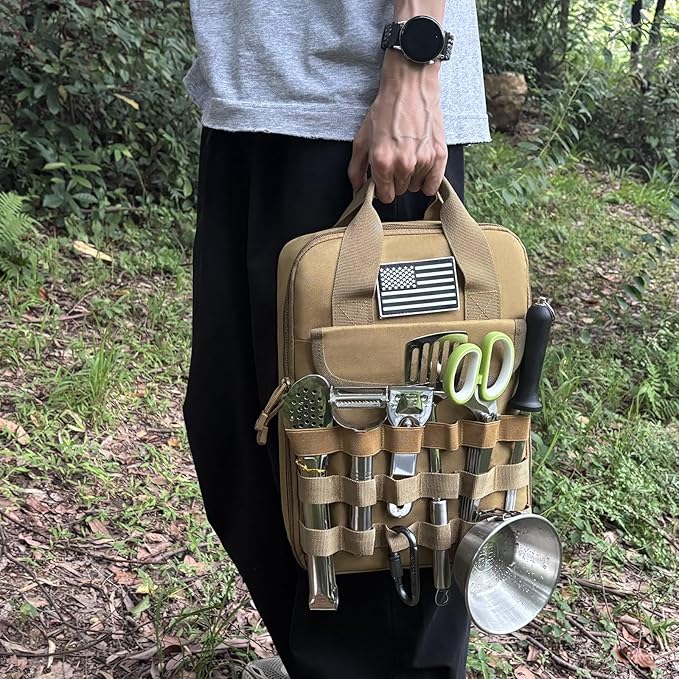 Tactical Camp Kitchen Organizer Camping Cooking Utensils Bag for BBQ, Picnic, Travel & Hiking (Bag Only)