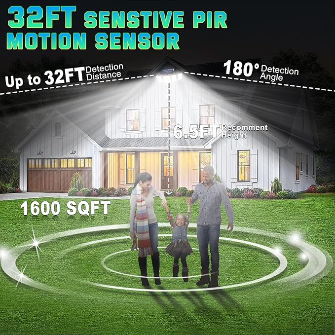 Solar Outdoor Lights Motion Sensor Waterproof - 416 LEDs 3000 Lumens Super Bright Solar Flood Security Light for Porch Yard Patio Garage, 3 Brightness 3 Modes (Pack 2)
