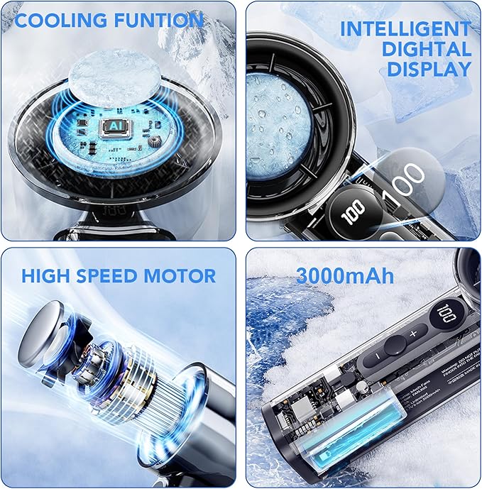 Portable Handheld Fan,Adjustable Speed(1-100),Rechargeable Personal Fan with Ice Cooler and LED Display,Portable Cooling fan for Travel/Camping/Outdoor (black)