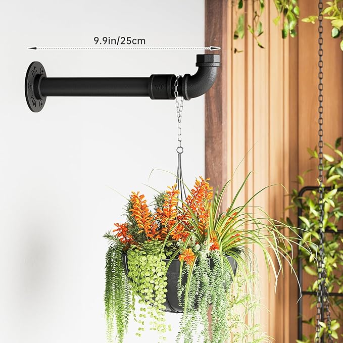 NiHome 2PCS Plant Hanging Brackets for Indoor & Outdoor Gardens, Patios, Decks, Fences, Walls, Rust-Proof Hooks for Baskets, Lanterns, Wind Chimes, Bird Feeders, Home Decoration, Backyard Landscaping