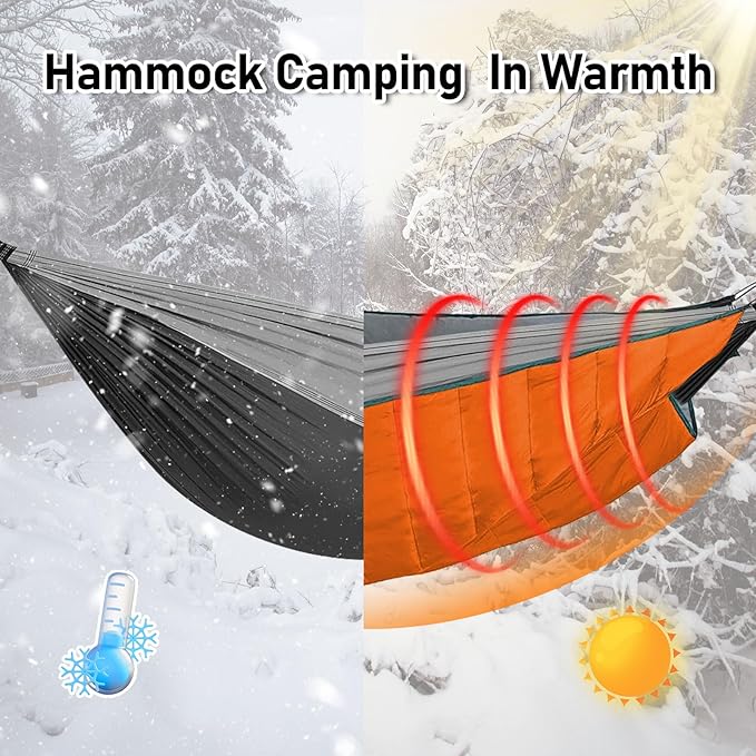 AYAMAYA Single & Double Hammock Underquilt Full Length Big Size Under Quilts for Hammocks, Camping Backpacking Essential, Winter Cold Weather Warm UQ Blanket Bottom Insulation