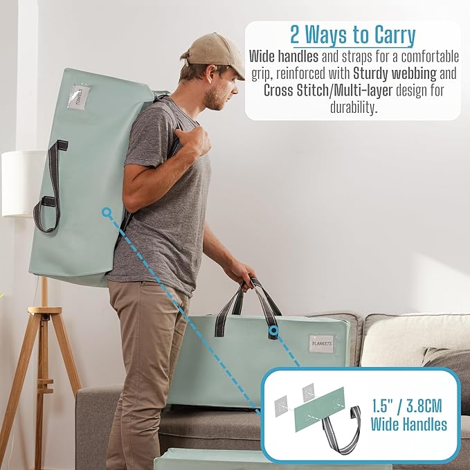 VENO 8 Pack Moving Bags w/Backpack Straps, Heavy Duty, Moving Boxes Alternative, Packing Supplies, Large Storage Totes for Dorm Room Essentials with Zipper for Clothes (Light Green Matte, 8 Pack)