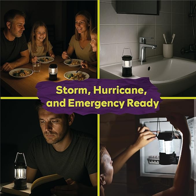 ATack LED Camping Lantern Battery Powered 4-Pack Camping Flashlight Lantern for Power Outages, Portable Collapsible Hanging Lights Essential for Home Outdoor Hurricane Emergency Lamp Survival Kit Gear