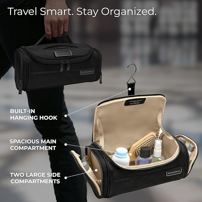 Briggs & Riley Toiletry Kit - Travel Bags for Women & Men, Organizer for Vacation, Dopp Kit for Bathroom Accessories, Makeup, & Skincare