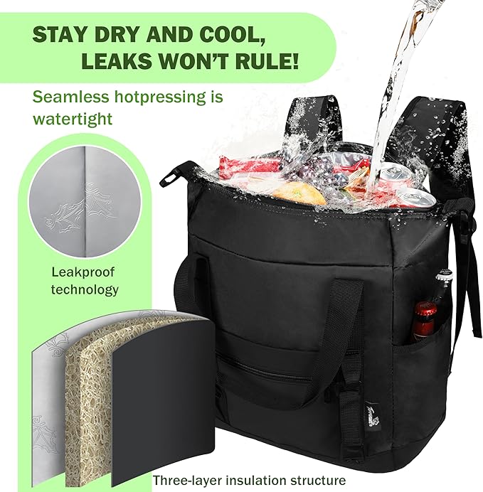 Tirrinia Cooler Backpack Waterproof Insulated for Men & Women,36 Cans Soft Leakproof Cooler Backpack, Portable Cooler for Camping, Beach, Fishing, Picnic, Travel, Outdoor