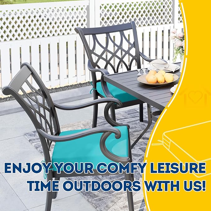 AAAAAcessories Outdoor Seat Cushions for Chairs, Waterproof, Fade-Resistant Patio Furniture Replacement Cushions, 21" x 21" x 4", Set of 2, Turquoise Blue