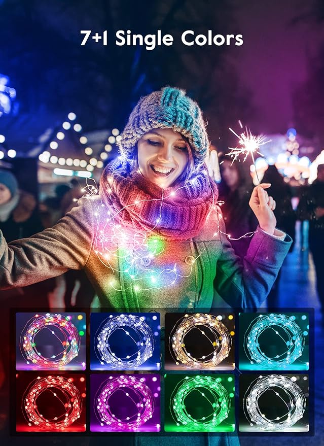 Minetom Fairy Lights Color Changing - 33FT 100 LED String Lights with Remote,11 Modes, USB Fairy Lights Indoor, Twinkle Christmas Fairy Light for Bedroom Indoor Classroom