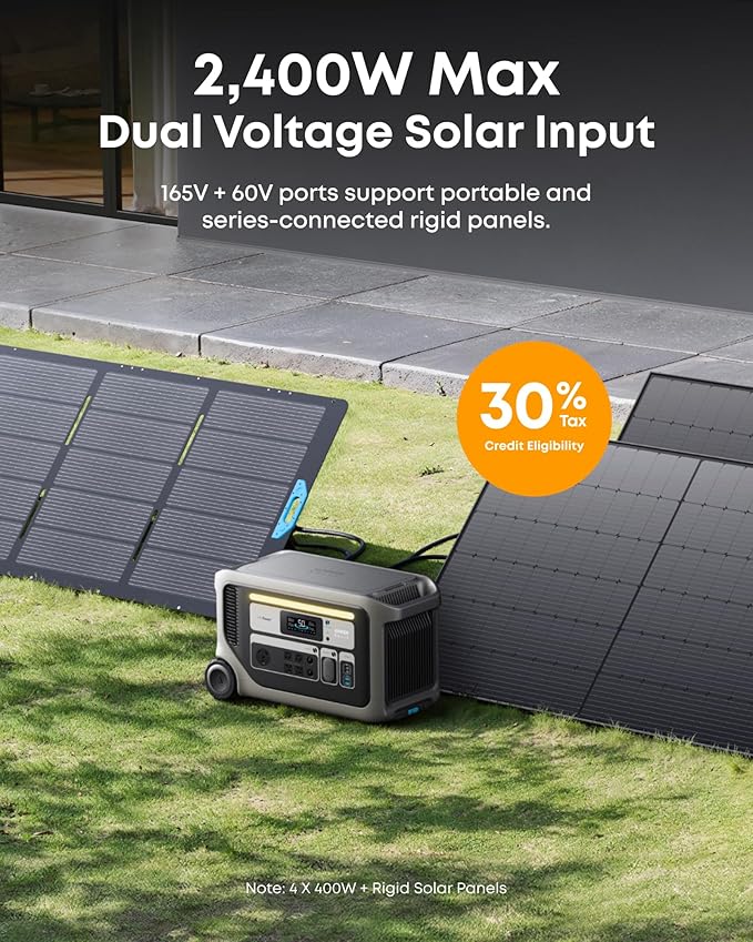 Anker SOLIX F3000 Portable Power Station, BP3000 Expansion Battery, and 400W Solar Panel, 6kWh, 6,000W Recharging, Solar Generators for Home Use, For Power Outages, RVs, Emergencies