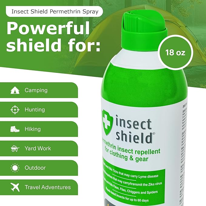 Premium Permethrin Spray - Tick, Flea, Fly, Mosquito, Chigger, Spider & Bed Bug Repellent for Clothing, Gear, Furniture, & Tents, Lasts up to 60 Days, Clear, 18 Oz Aerosol, Pack of 2