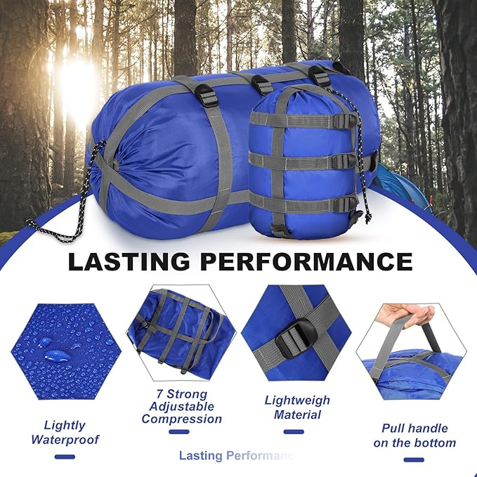 5 Pack Compression Stuff Sack 5 Assorted Size Sleeping Bag Stuff Sack Ultralight Sleeping Bag Cover Space Saving Gear for Travel Outdoor Camping Hiking Backpacking