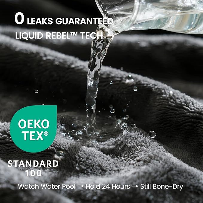 gogobunny Waterproof Bed Blanket, Reversible Sherpa Fleece Throw Blanket for Dog Puppy Cat, Furniture Cover Protects Bed Couch Sofa from Liquid Pee and Pet Fur (Dark Grey, 90x108 inches)