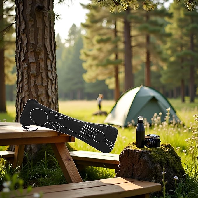 Black Portable Tableware Bag Outdoor Travel Camping Cutlery Pouch Storage Bag Flatware Tableware Dinnerware Carrying Case for Knife, Fork, Spoon, Tea Spoon, Chopsticks, Bottle Opener, Straws Flatware