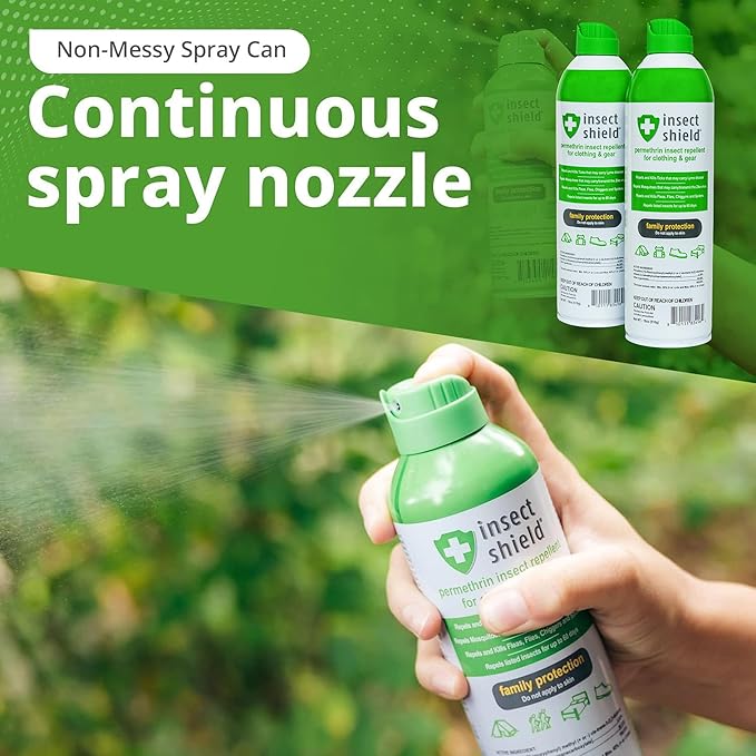 Premium Permethrin Spray - Tick, Flea, Fly, Mosquito, Chigger, Spider & Bed Bug Repellent for Clothing, Gear, Furniture, & Tents, Lasts up to 60 Days, Clear, 18 Oz Aerosol, Pack of 2