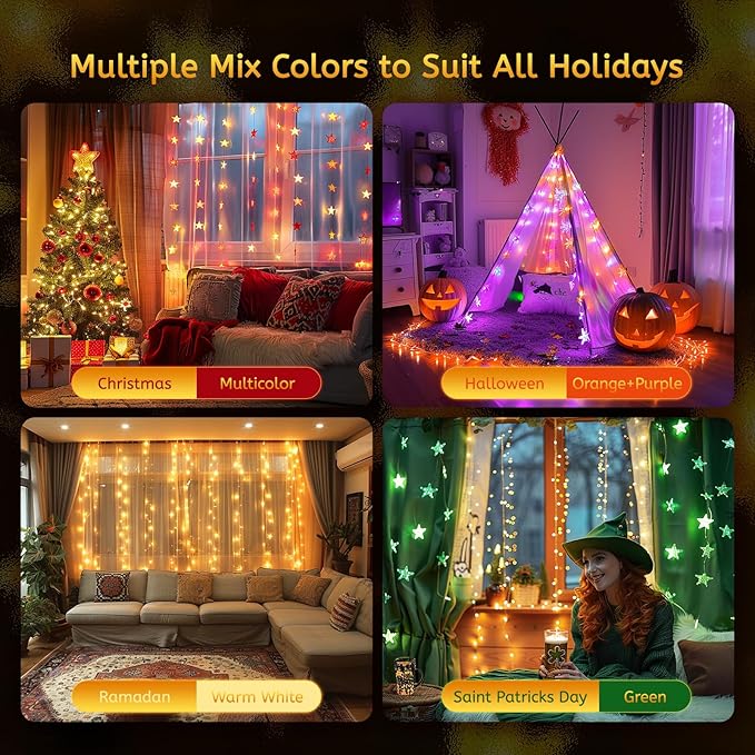 Minetom USB Star String Lights - 33 ft 100 LED Color Changing Star Fairy Lights with Remote and Timer, 16 Single Colors and 7 Modes Starry Lights for Bedroom Dorm Tent Bed Patio Christmas Party Indoor