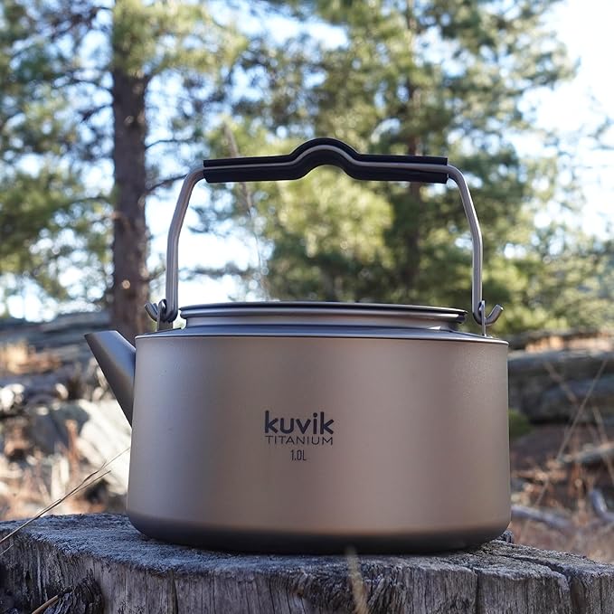 Kuvik Titanium Kettle 1.0L (33.8 oz) - Ultralight and Compact Kettle for Backpacking, Camping, and Home