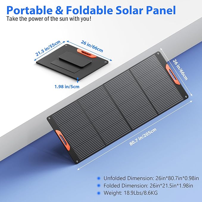 240W Portable Solar Panels for Power Station, 23.5% High Efficiency, 240 Watt Monocrystalline Foldable Solar Panel Charger with USB/20V DC Output Adjustable Kickstand for Camping, Off-Grid Living