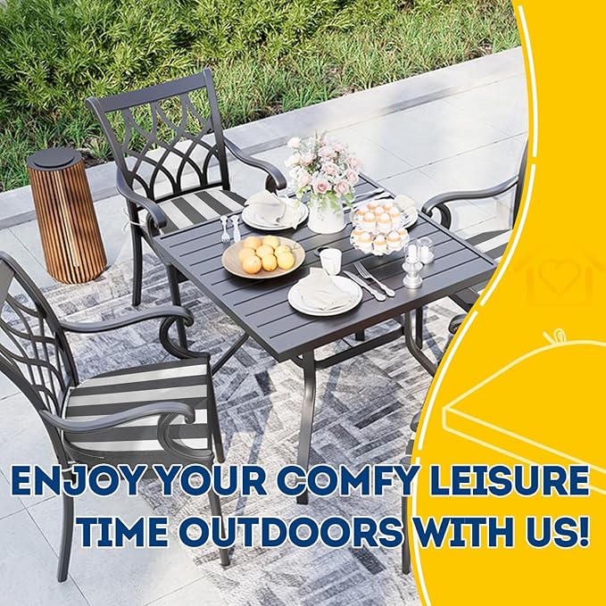 AAAAAcessories Outdoor Seat Cushions for Chairs, Waterproof, Fade-Resistant Patio Furniture Replacement Cushions, 17" x 16" x 2", Set of 2, Gray Cabana Stripe