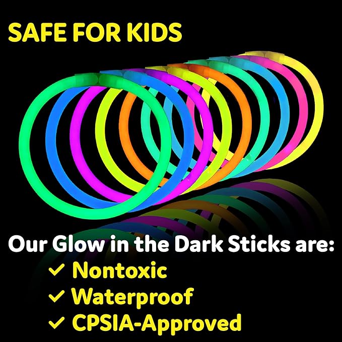PartySticks Glow Sticks 800 pack - 8 Inch Glow in The Dark Light Up Sticks Party Favors, Glow Party Decorations, Neon Party Glow Necklaces and Glow Bracelets with Connectors