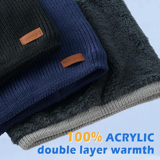 HONGTEYA Neck Gaiters for Men, Winter Neck Warmer Face for Men & Women,Thick Windproof Warm Lined Ski Mask