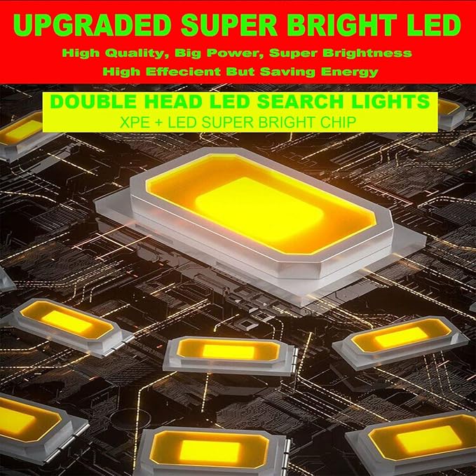 Rechargeable LED Searchlight Flashlight, LED Spotlight Big Power Capacity 15000LM 20h Ultra-Long Standby 7 Lights Modes Camping Work Light, Waterproof, for Home, Outdoor (55 LEDs)
