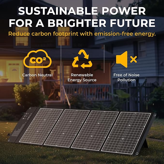 120W Portable Solar Panel & Flexible Solar Panel for Camping | 23% High Efficiency ETFE Foldable Solar Panel | Charger with USB-C & Lightweight with Emergency Power Supply