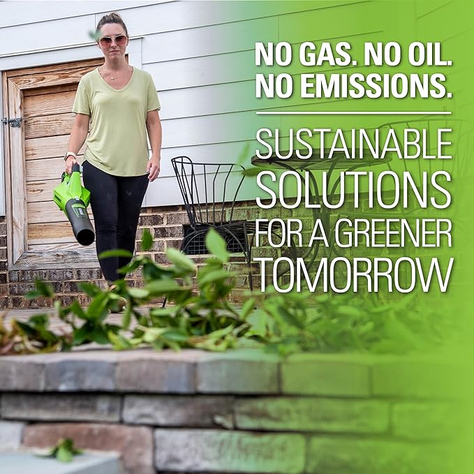 Greenworks 40V (120 MPH / 450 CFM / 75+ Compatible Tools) Cordless Axial Leaf Blower, 4.0Ah Battery and Charger Included