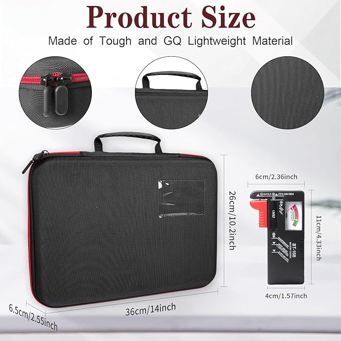 Battery Storage Organizer with Tester BT-168, Waterproof Battery Case for aaa,aa,c,d, 9v, Holds Up to 198 Batteries Container (Batteries Not Included)