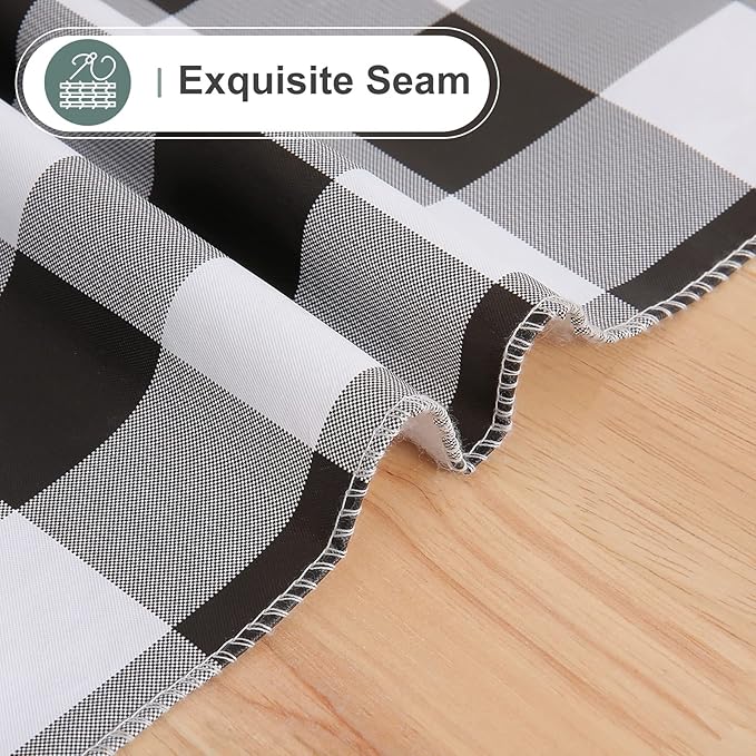 misaya Square Waterproof Vinyl Table Cloth, Buffalo Flannel Backed Tablecloth, Wipeable Plastic Table Cover for Dinner, Kitchen, Outdoor (54" x 54", Black and White)