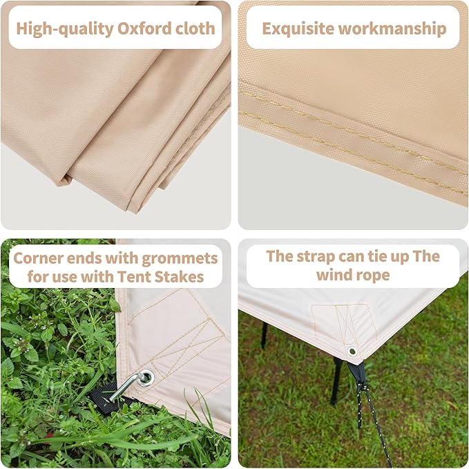 Tent Footprint, 210D Oxford Cloth Camping Tent Tarp, PU 3000 Waterproof Ground Sheet Mat for Tent, Backpacking, Hiking, Beach