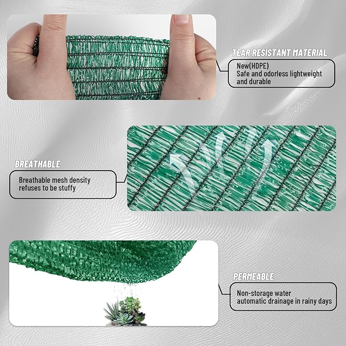 Cool Area 70% Sun Shade Cloth Mesh Tarp with Grommets for Plant Cover 6.5x16.5ft Patio Canopy Garden Pergola Greenhouse Car Barn Kennel Green